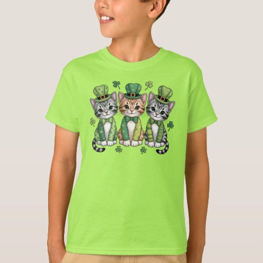 Lucky St. Patrick’s Day Kittens-47474 Tシャツ (正面)