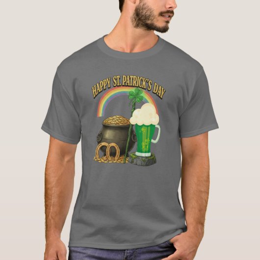 Lucky St. Patrick’s Day Pot of Gold Artwork Design Tシャツ (正面)