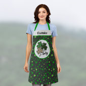 Lucky St Patrick Shamrock Green Black Cat Print   エプロン