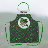 Lucky St Patrick Shamrock Green Black Cat Print   エプロン
