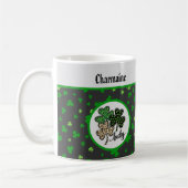 Lucky St Patrick Shamrock Green Black Cat Print   コーヒーマグカップ (左)