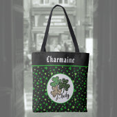 Lucky St Patrick Shamrock Green Black Cat Print   トートバッグ