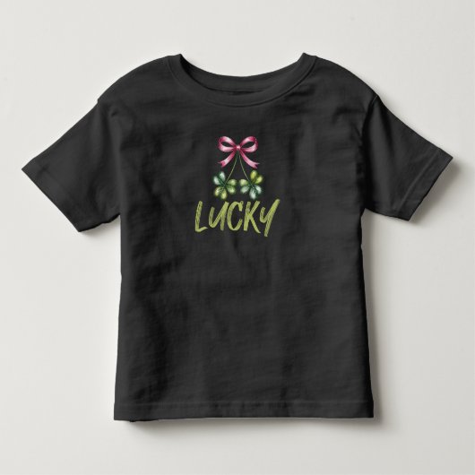 Lucky St Patrick's Coquette Bow トドラーTシャツ (正面)