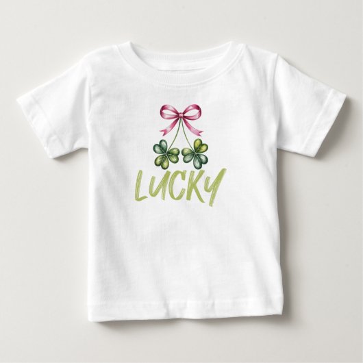 Lucky St Patrick's Coquette Bow ベビーTシャツ (正面)