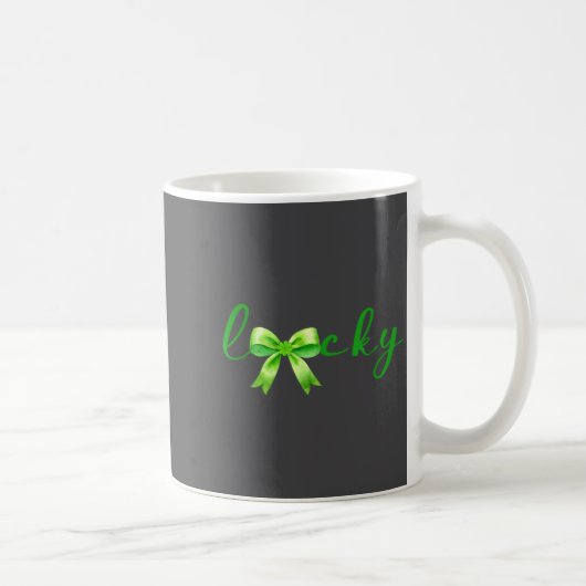 Lucky, St.patricks Day Coquette,shamrock Funny  コーヒーマグカップ (右)
