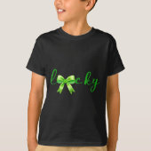Lucky, St.patricks Day Coquette,shamrock Funny  Tシャツ (正面)