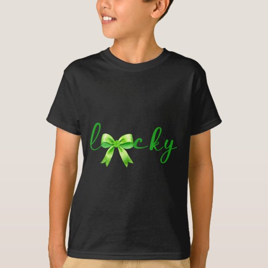 Lucky, St.patricks Day Coquette,shamrock Funny Tシャツ (正面)