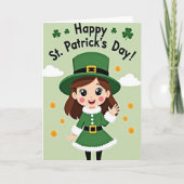 Lucky St Patricks Day Girl Card カード (正面)