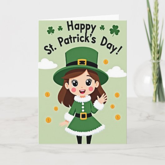 Lucky St Patricks Day Girl Card カード (正面)