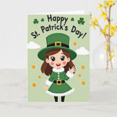 Lucky St Patricks Day Girl Card カード (黄色い花)