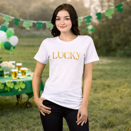Lucky St. Patrick's Day Gold Leaf Pattern Text トライブレンドＴシャツ