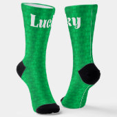 Lucky St. Patrick's Day Green Shamrock Pattern ソックス (傾斜あり)