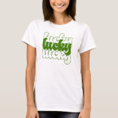 Lucky St Patrick's Day Retro 70's Women's T-Shirt Tシャツ (正面)