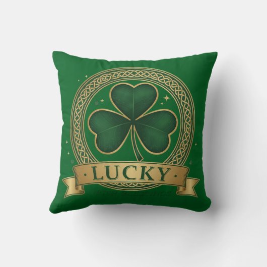 Lucky St Patrick's Day Shamrock Irish  クッション (裏面)