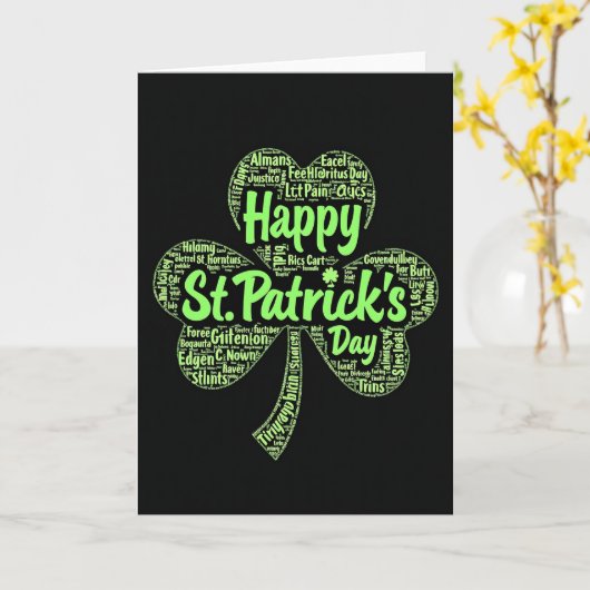 Lucky St Patricks Day Text Art Card カード (黄色い花)