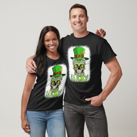 Lucky Sugar Skull Leprechaun Hat St Patrick's Day Tシャツ (ユニセックス)