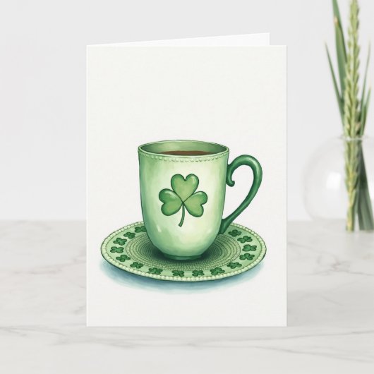 Lucky Tea Cup St Patricks Day Card カード (正面)