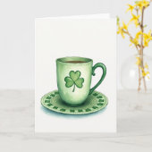 Lucky Tea Cup St Patricks Day Card カード (黄色い花)