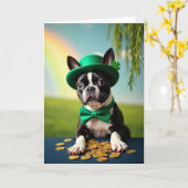 Lucky Terrier St Patricks Day Card カード (黄色い花)