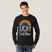 Lucky To Be A Teacher LGBT Q Gay Pride Rainbow Fla Tシャツ (正面フル)