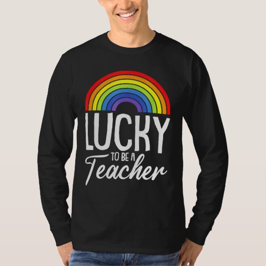 Lucky To Be A Teacher LGBT Q Gay Pride Rainbow Fla Tシャツ (正面)
