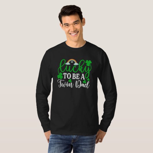 Lucky To Be A Twin Dad Shirt St Patrick's Day Iris Tシャツ (正面フル)