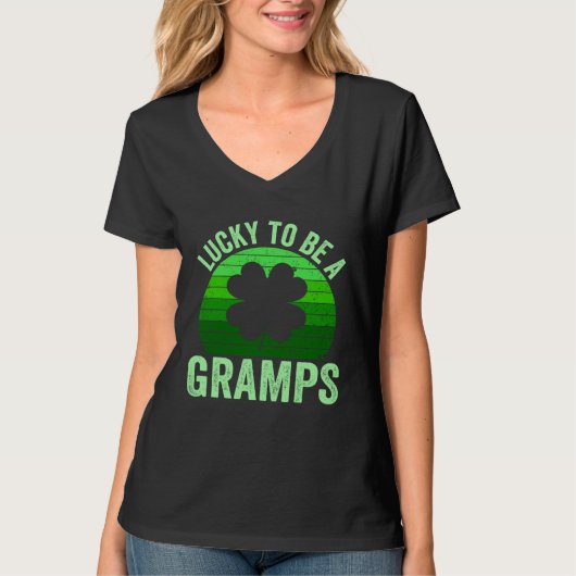 Lucky To Be Gramps Leprechaun Shamrock St Patricks Tシャツ (正面)