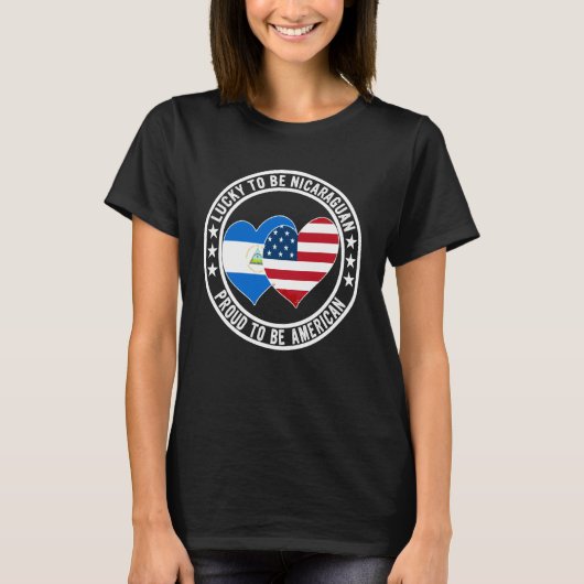 Lucky To Be Nicaraguan Proud To Be American Flag G Tシャツ (正面)