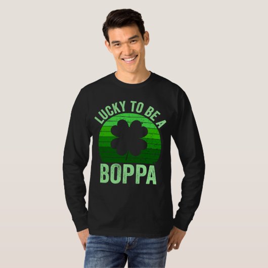 Lucky To Be Poppa Leprechaun Shamrock St Patricks  Tシャツ (正面フル)