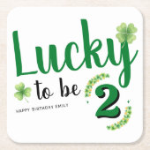 Lucky to be St Patrick's Day Clover Kids Birthday スクエアペーパーコースター (正面)