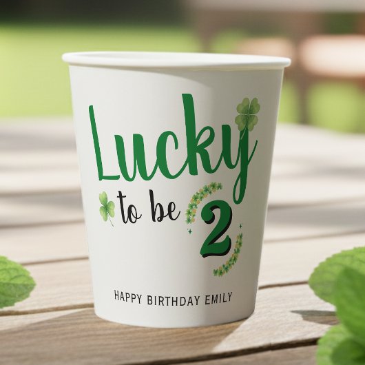 Lucky to be St Patrick's Day Clover Kids Birthday 紙コップ