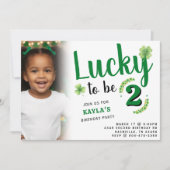 Lucky to be St Patrick's Day Photo Kids Birthday 招待状 (正面)