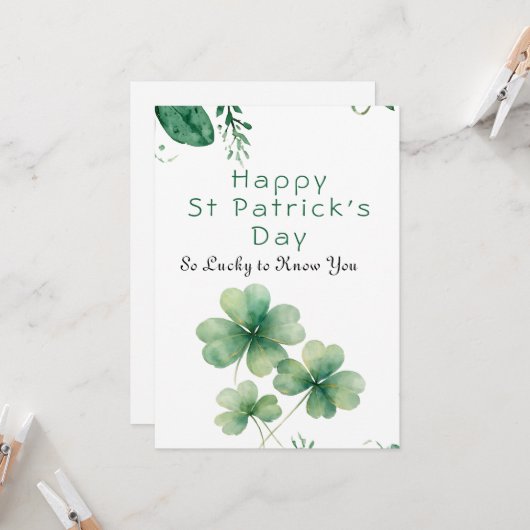 Lucky To Know You St Patrick's Day Greeting Card 招待状 (正面/裏面インサイチュ)