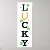 Lucky Vertical Sign with Horseshoe and Clovers ポスター (正面)
