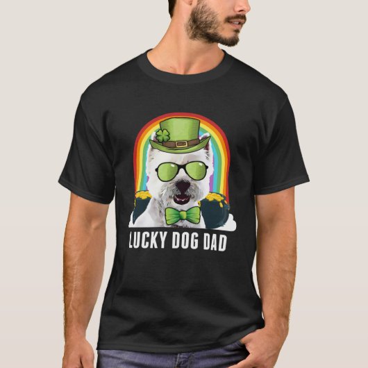 Lucky West Highland White Terrier Dog Dad St Patri Tシャツ (正面)