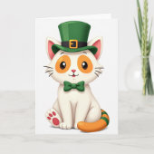 Lucky White Cat St Patricks Day Card カード (正面)