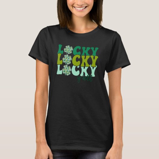 Lucky Y'all Western Disco Ball Shamrock St. Patric Tシャツ (正面)