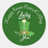Lucky You Champagne Hat Happy Saint Patricks Day ラウンドシール (正面)