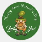 Lucky You Gnome Green Happy Saint Patrick's Day  ラウンドシール (正面)