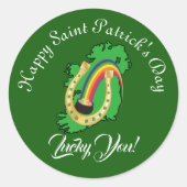 Lucky You Ireland Saint Patrick's Day Pot Of Gold ラウンドシール (正面)