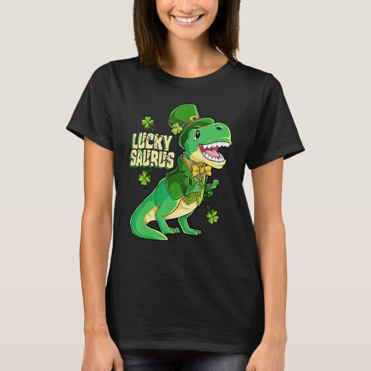 Luckysaurus Leprechaun Dinosaur St Patricks Day Bo Tシャツ (正面)