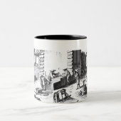 Lucotte著刻まれる仕事の石工 ツートーンマグカップ (中央)