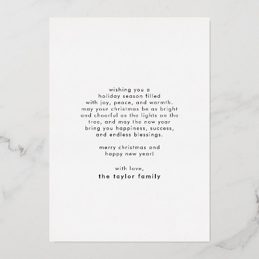 LUCYゴールドフォイルおもしろいファミリーHo Ho Hoフォトクリスマス 箔シーズンカード (裏面)