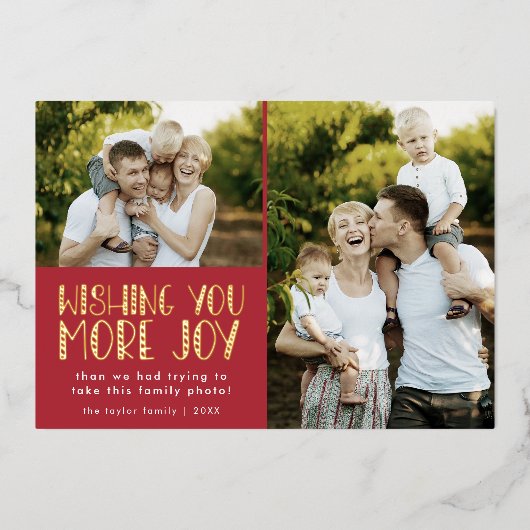 LUCYゴールドフォイルおもしろい家族フォトクリスマおもしろいス 箔シーズンカード (正面)