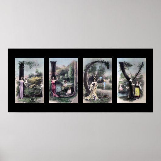 LUCYヴィンテージアルファベット文字の名前アート ポスター (正面)