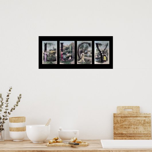 LUCYヴィンテージアルファベット文字の名前アート ポスター (キッチン)