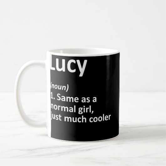 LUCY定義パーソナライズされた名おもしろい誕生日G コーヒーマグカップ (左)