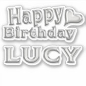 Lucy Happy Birthday silver Aufkleber Sticker シール (正面)