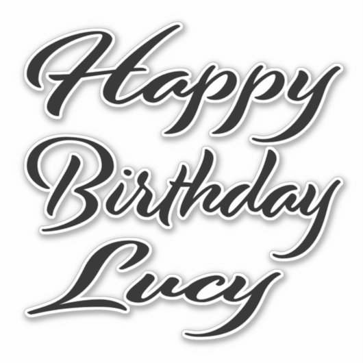 Lucy Name Vorname black Sticker Geburtstag シール (正面)