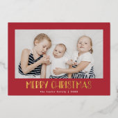 LUCY Red Gold Foilフォトフェスティバルメリークリスマス 箔シーズンカード (正面)